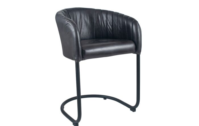 Pacific&#x20;Lifestyle&#x20;Giulio&#x20;Steel&#x20;Grey&#x20;Leather&#x20;&amp;&#x20;Iron&#x20;Curved&#x20;Back&#x20;Chair-15-275-SG&#x20;1