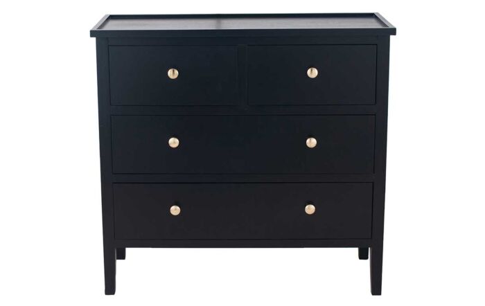 Pacific Lifestyle Chelmsford Satin Black Pine Wood 4 Drawer Unit-76-357-SB