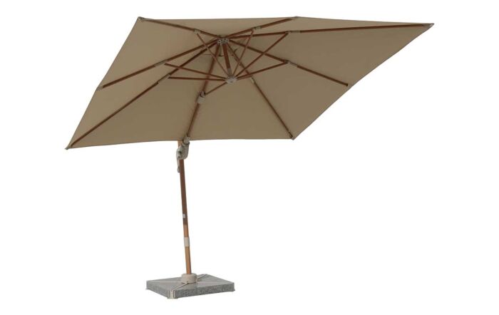 Bramblecrest Lichfield 2.7m Square Wood Effect Cantilever Parasol with Granite Base & Protective Cover - Sand-SPPS15W2