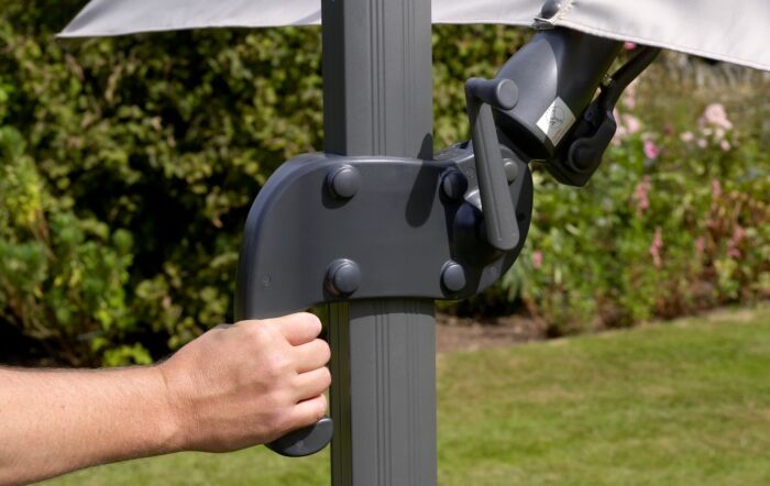 Bramblecrest Chichester 3M Square Crank Handle Parasol Including Granite Base And Cover-X18PG30SQ1