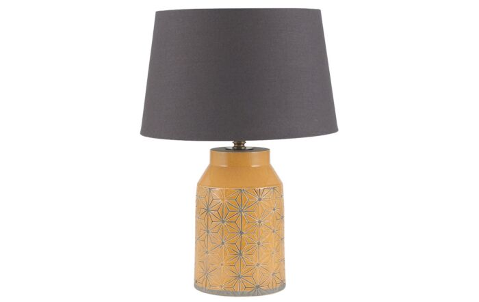 Pacific Lifestyle Mustard Etch Detail Stoneware Table Lamp-30-398-BO & 36-001-14GY