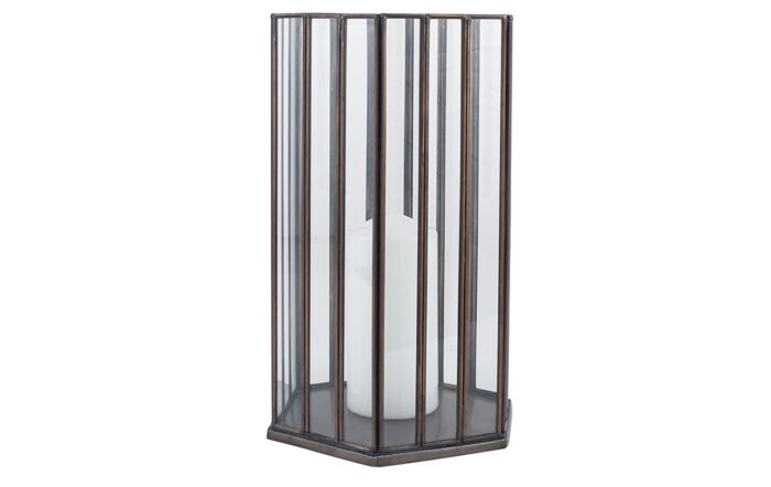 Pacific Lifestyle Antique Brass Metal & Glass Hexagonal Large Lantern-70-578-AB-L