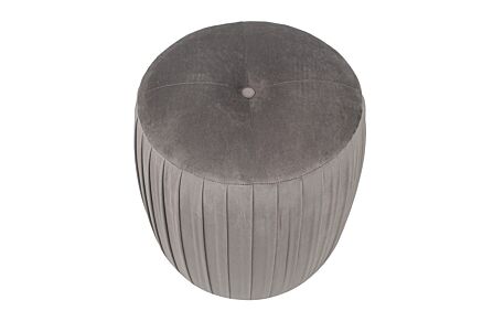 Pacific Lifestyle Bibbiana Dove Grey Velvet Buttoned Cylinder Pouffe-15-278-DG 1