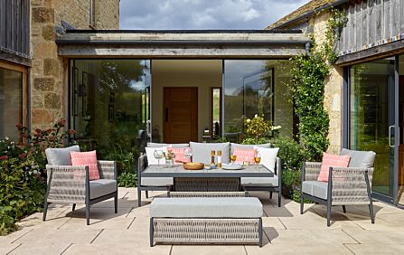 Bramblecrest Mauritius 3 Seat Sofa Set with Rectangle Adjustable Table - Grey-X23AMACDTS1 1