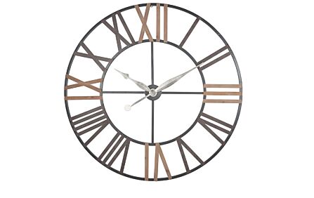 Pacific Lifestyle Antique Grey Metal & Wood Round Wall Clock-75-185 1