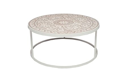 Pacific Lifestyle Antique White & Cream Wood & Iron Coffee Table-76-378 1