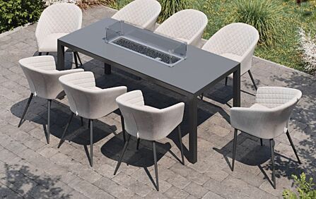 Maze Ambition 8 Seat Rectangular Fire Pit Dining Set-FB-DN-AMB-8SFP-SS-OT 1