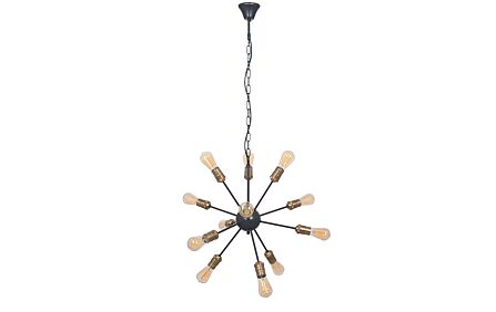 Pacific Lifestyle Aquila Black and Brass Metal Twelve Light Sputnik Pendant-35-216 1