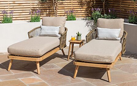 Maze Bali Double Sunlounger Set With Side Table-BALI-2SL-GR-OT 1