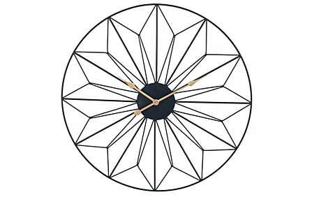 Pacific Lifestyle Black and Gold Metal Geo Design Round Wall Clock-75-211 1