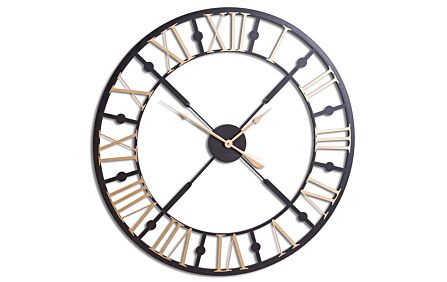 Hill Interiors Black and Gold Skeleton Clock-20795 1