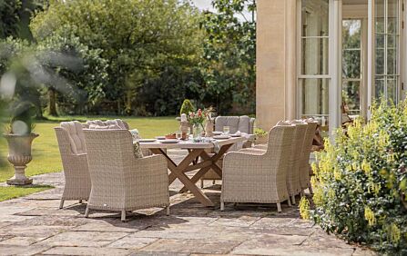 Bramblecrest Chedworth Eight Seater Rectangle Garden Dining Set - Sandstone-X21WCW240RT1 1