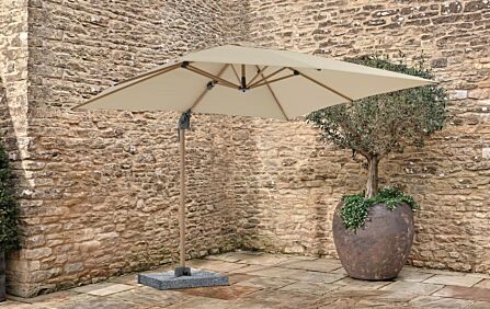 Bramblecrest Chichester Wood Effect Square Side Post Parasol with Granite Base - Sand-SPPS8W 1