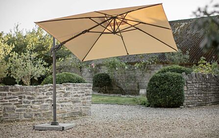 Bramblecrest Lichfield 2.7m Square Side Post Parasol with Granite Base & Protective Cover - Sand-X18PG27SQ1 1