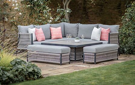 Bramblecrest Mauritius Corner Sofa Set with Ceramic Adjustable Table - Grey-X22AMAMCDT1 1