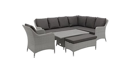 Bramblecrest Tetbury L-Shape Sofa with Rectangle Adjustable Tree-Free Table, Bench & Chair - Graphite-X26TYGM02 1