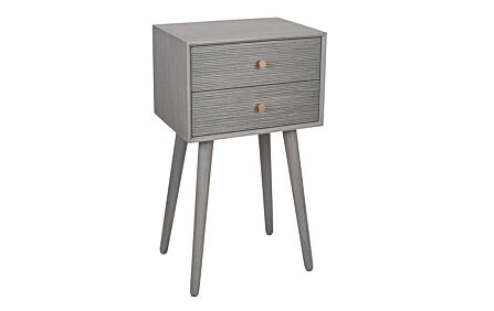 Pacific Lifestyle Chaya dark Grey Pine Wood 2 Drawer Bedside Table-76-450-DG 1