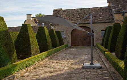 Bramblecrest Chichester 3M Round Crank Handle Parasol with Granite Base and FREE Cover - Grey-SPPS7 1-Grey 1