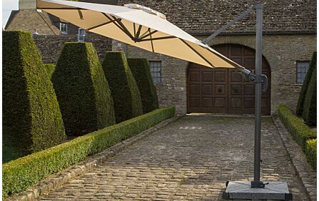 Bramblecrest Chichester 3M Round Crank Handle Parasol with Granite Base and FREE Cover - Sand-X16PG30R01 1