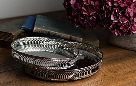 Hill Interiors Set Of Two Circular Nickel Trays-16171 1