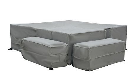 Bramblecrest Aluminium Square Corner Sofa With Dual Height Table & Benches Set Covers - Tuscan/San Marino -CVALUSS2 1