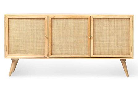 Desser Manhattan Large 3 Door Sideboard Rattan & Wood Cabinet In Natural-22031 1