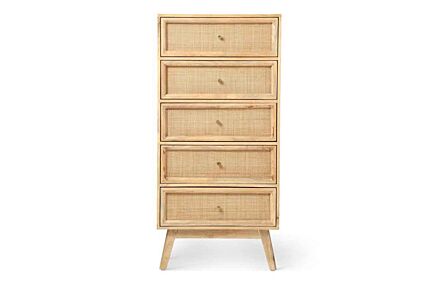 Desser Venice Natural 5 Drawer Tall Drawer Unit-22059 1