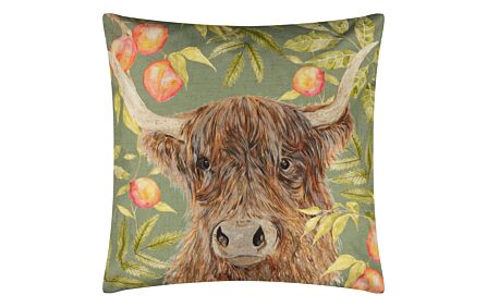Furn. Grove Highland Cow Outdoor Cushion - Olive-Furn. Grove Highland Cow Outdoor Cushion - Olive 1