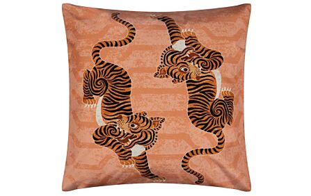 Furn. Tibetan Tiger Outdoor Cushion - Coral-Furn. Tibetan Tiger Outdoor Cushion - Coral 1