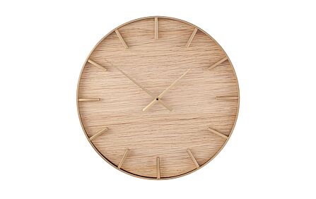 Pacific Lifestyle Gold Metal and Natural Wood Round Wall Clock-75-209 1