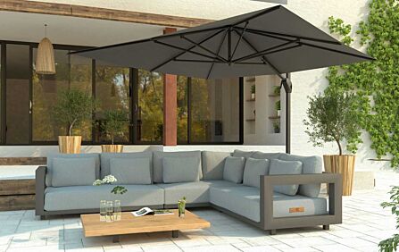 4 Seasons Outdoor Hacienda 300 x 400 cm Parasol with 125kg Siesta Granite Grey Base with Wheels - Grey-08569 1
