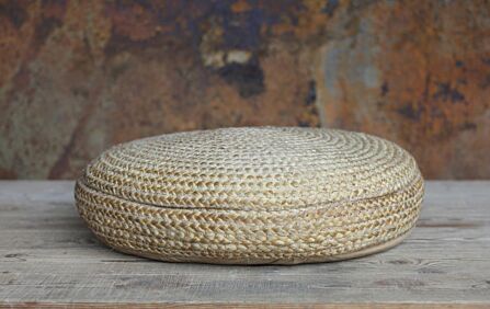 Nkuku Braided Hemp Pouf - Natural-BP2501 1