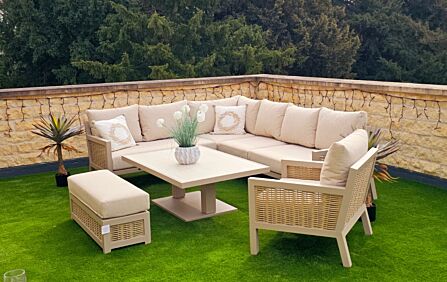 JB Furniture Exclusive Conrad Rattan Corner Sofa with Adjustable Table and Armchair - Latte-CW-AS090-1 1