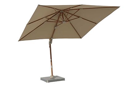 Bramblecrest Lichfield 2.7m Square Wood Effect Cantilever Parasol with Granite Base & Protective Cover - Sand-SPPS15W2 1