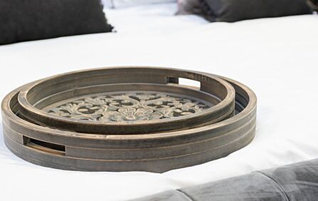 Hill Interiors Set of 2 Carved Grey Wash Louis Trays-20603 1