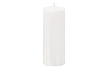 Hill Interiors Luxe Collection Natural Glow 3.5 x 9 Texture Ribbed LED Candle Set Of 3-20873 1