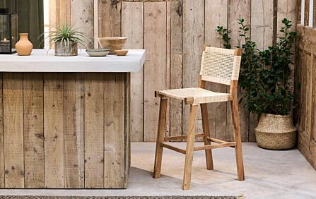 Nkuku Madrisana Acacia & Rattan Bar Stool-MS1801 1