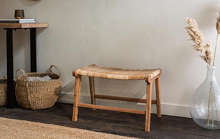 Nkuku Madrisana Acacia & Rattan Footstool-MF0201 1