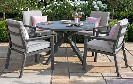 Maze New York 4 Seat Round Aluminium Dining Set - Dove Grey-ALU-NY-101050 1
