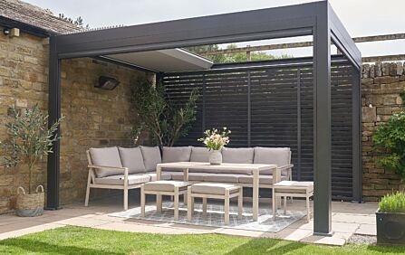 Pacific Lifestyle Aruba Garden Corner Sofa & Wooden Table Set - Latte-18-M-015 1