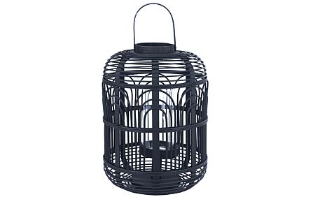 Pacific Lifestyle Black Bamboo And Glass Lantern Large-70-656-L 1