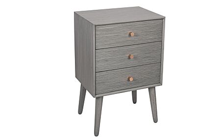 Pacific Lifestyle Chaya Dark Grey Pine Wood 3 Drawer Bedside Table-76-452-DG 1