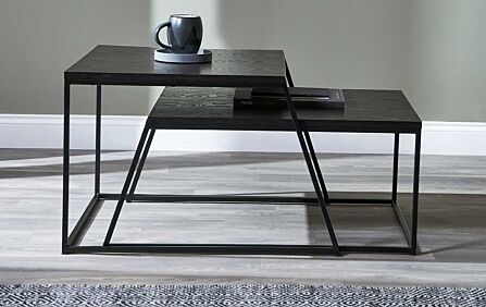 Pacific Lifestyle S/2 Mashiko Coffee Tables Black Ash Veneer and Black Metal-76-534 1