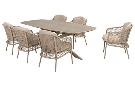 4 Seasons Outdoor Puccini 6 Seat Garden Dining Set With Prado Ellipse Table-213935/91602/91601 1