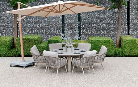 4 Seasons Outdoor Puglia 6 Seat Round Low Dining Set-91624/91628 1