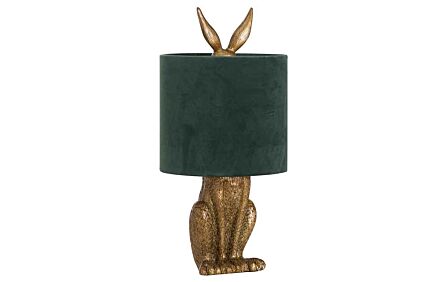 Hill Interiors Gold Hare Lamp With Green Velvet Shade-20696 1