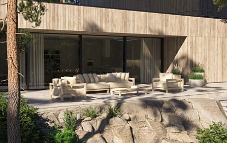 4 Seasons Outdoor Raffinato Lounge Set With 2 Teak Tables-19871 x 4 & 17065 x 2 & 19869 & 19870 1