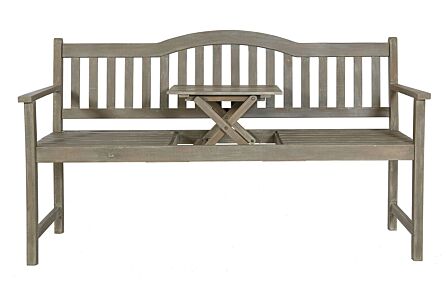 Pacific Lifestyle Richmond Antique Grey Wood Bench with Pop Up Table-18-F-621-AG 1