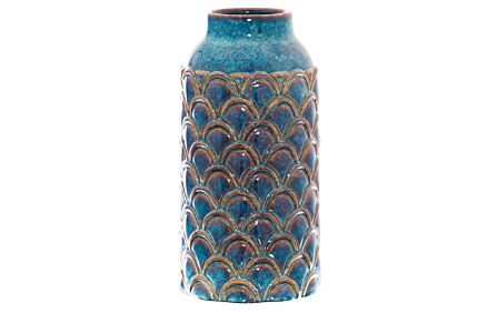 Hill Interiors Seville Large Indigo Scalloped Vase-22342 1