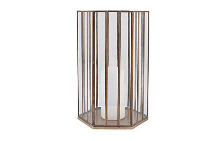 Pacific Lifestyle Shiny Brass Metal & Glass Hexagonal Large Lantern-70-578-SB-L 1